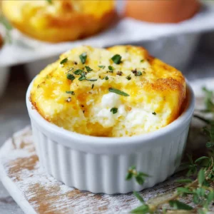 Cottage cheese baked eggs in ramekin