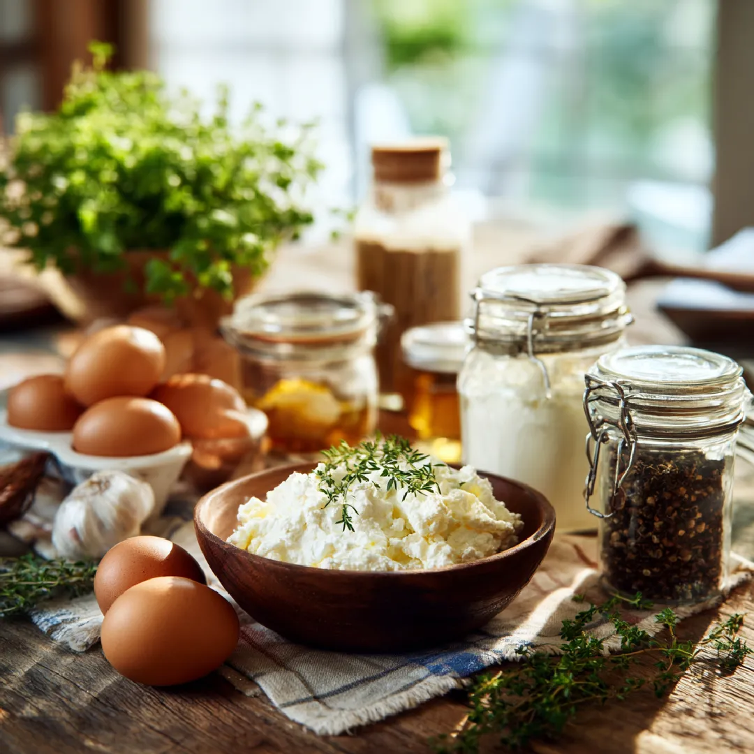 cottage-cheese-baked-eggs-ingredients Ingredients for cottage cheese baked eggs