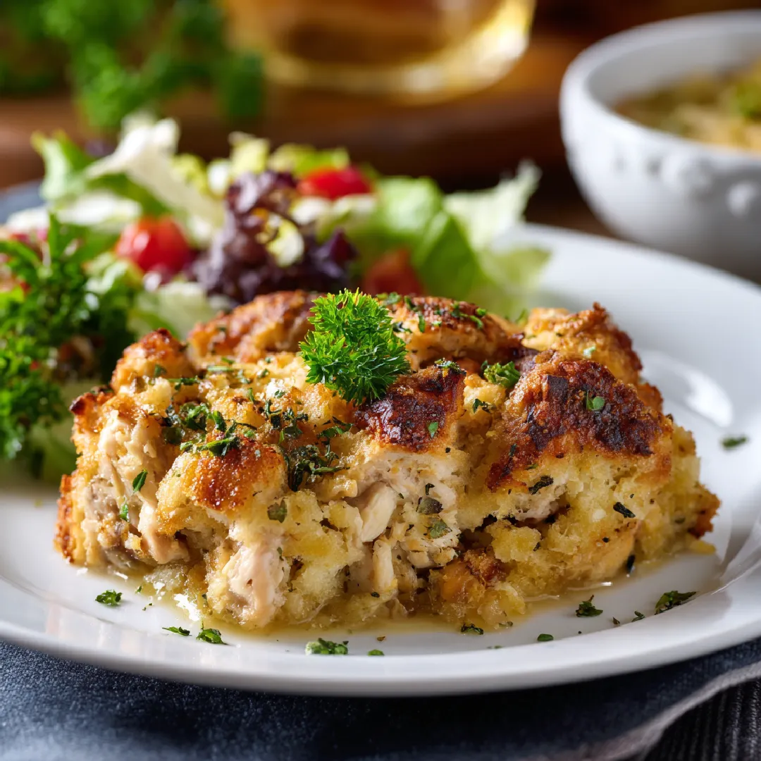 dolly-casserole-serving A serving of Dolly’s chicken and stuffing casserole
