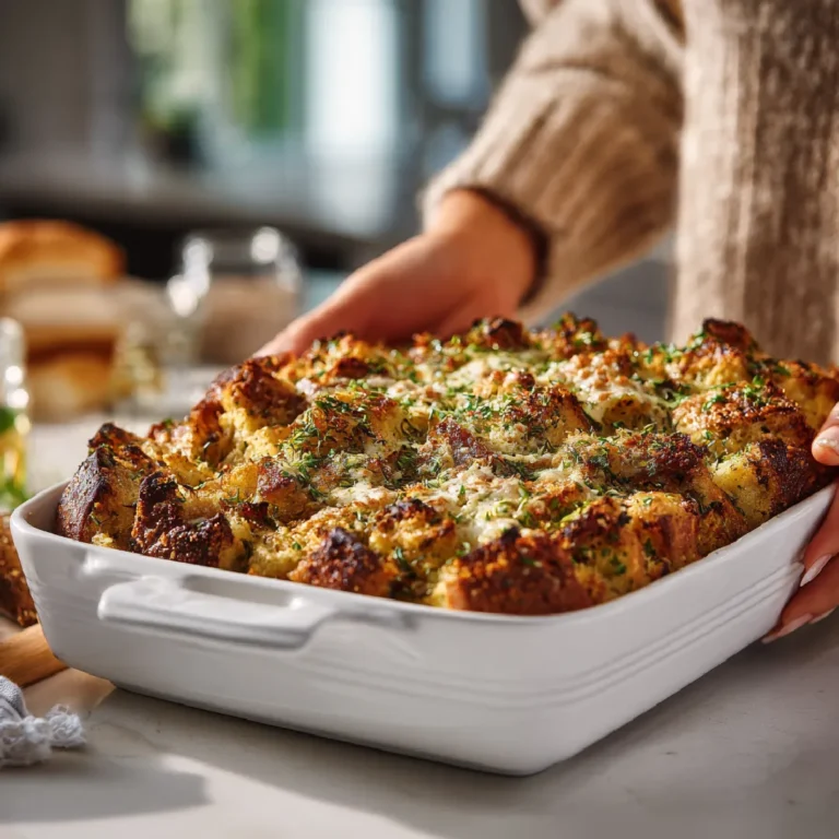 Dolly's Chicken and Stuffing Casserole: A Comforting Classic You’ll Crave Again 3 Stuffing layer on Dolly’s chicken casserole before baking