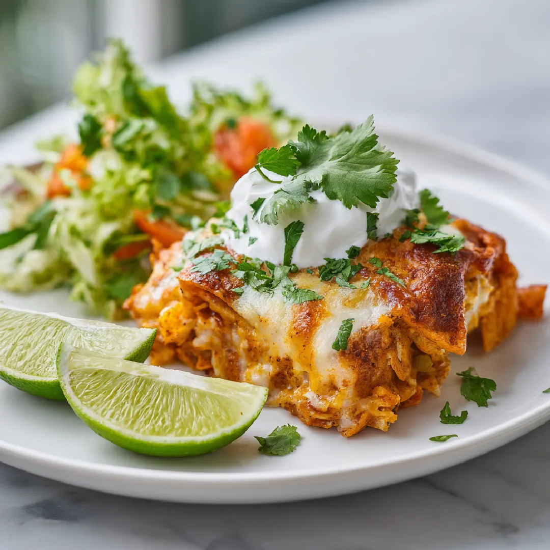 dorito-casserole-served Plated Dorito chicken Mexican casserole