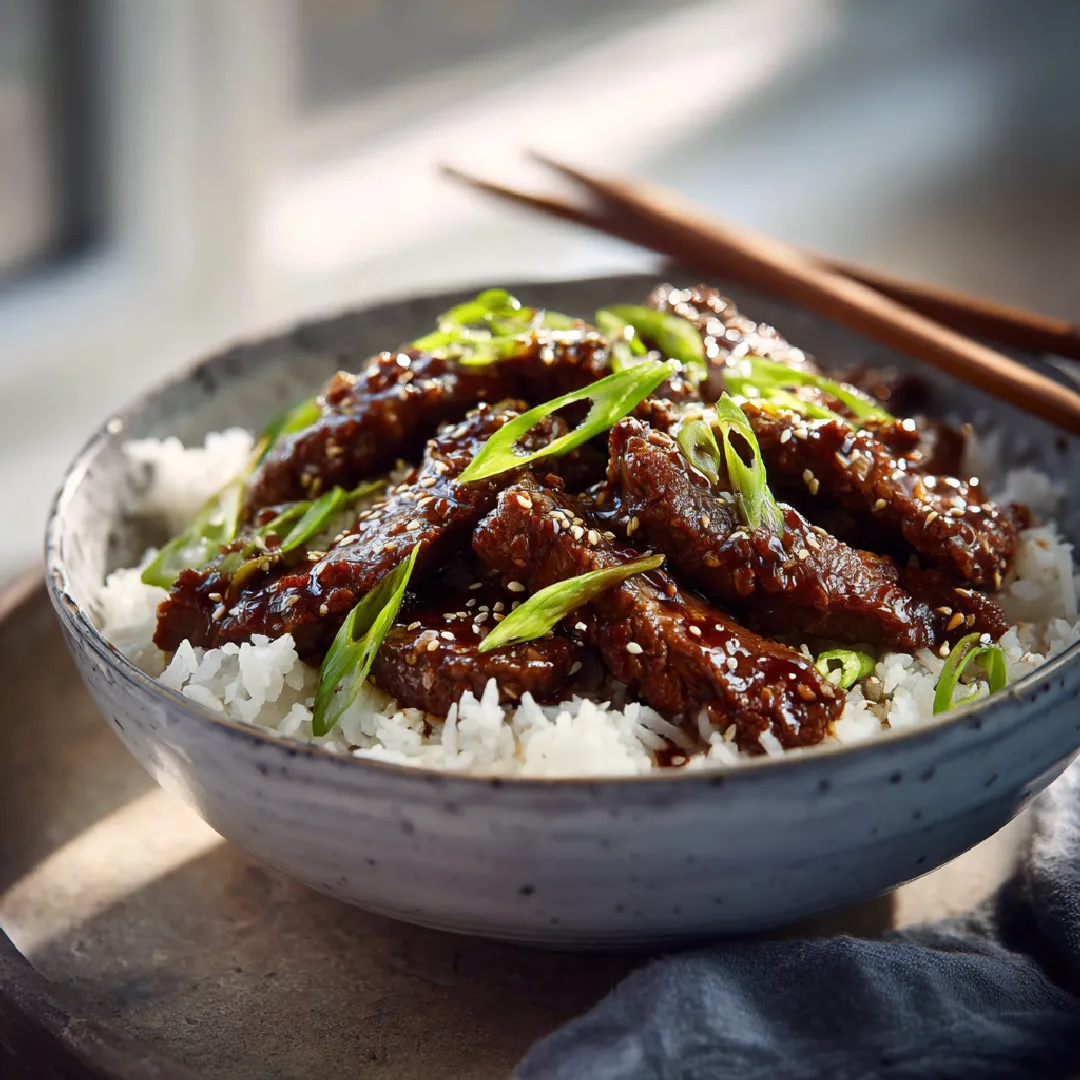 honey-glazed-steak-strips-served honey glazed steak strips served over rice