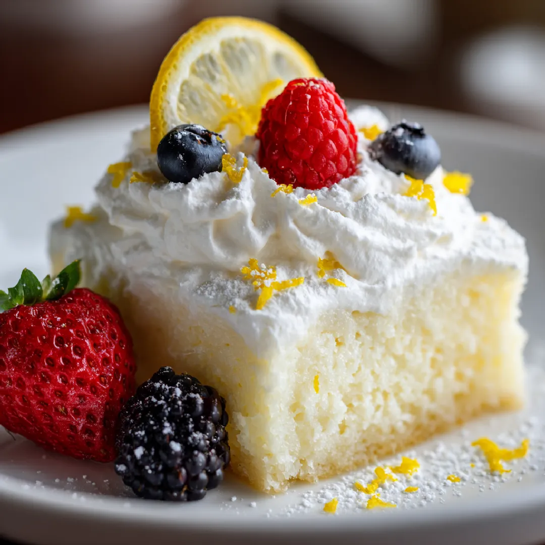 serve-lemon-poke-pudding serving lemon poke pudding cake