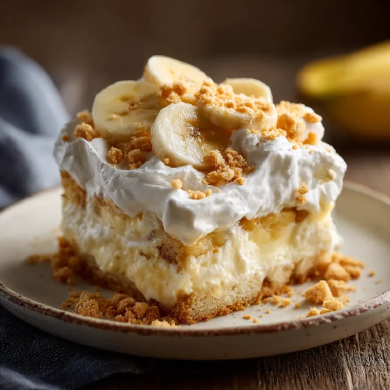 Banana Pudding Poke Cake with Condensed Milk: A Southern Favorite with a Simple Twist 3 Banana pudding poke cake with condensed milk served bakery-style
