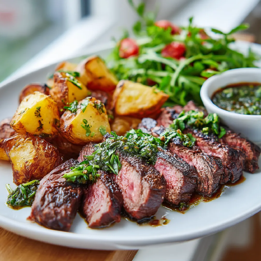 beef-bavette-serving beef bavette steak recipe served with sides