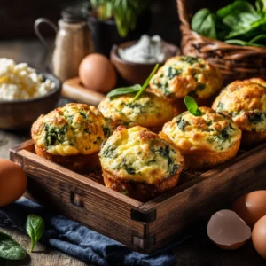 Breakfast muffins with cottage cheese and eggs