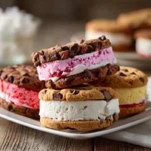 Cookie and ice cream sandwich recipe display