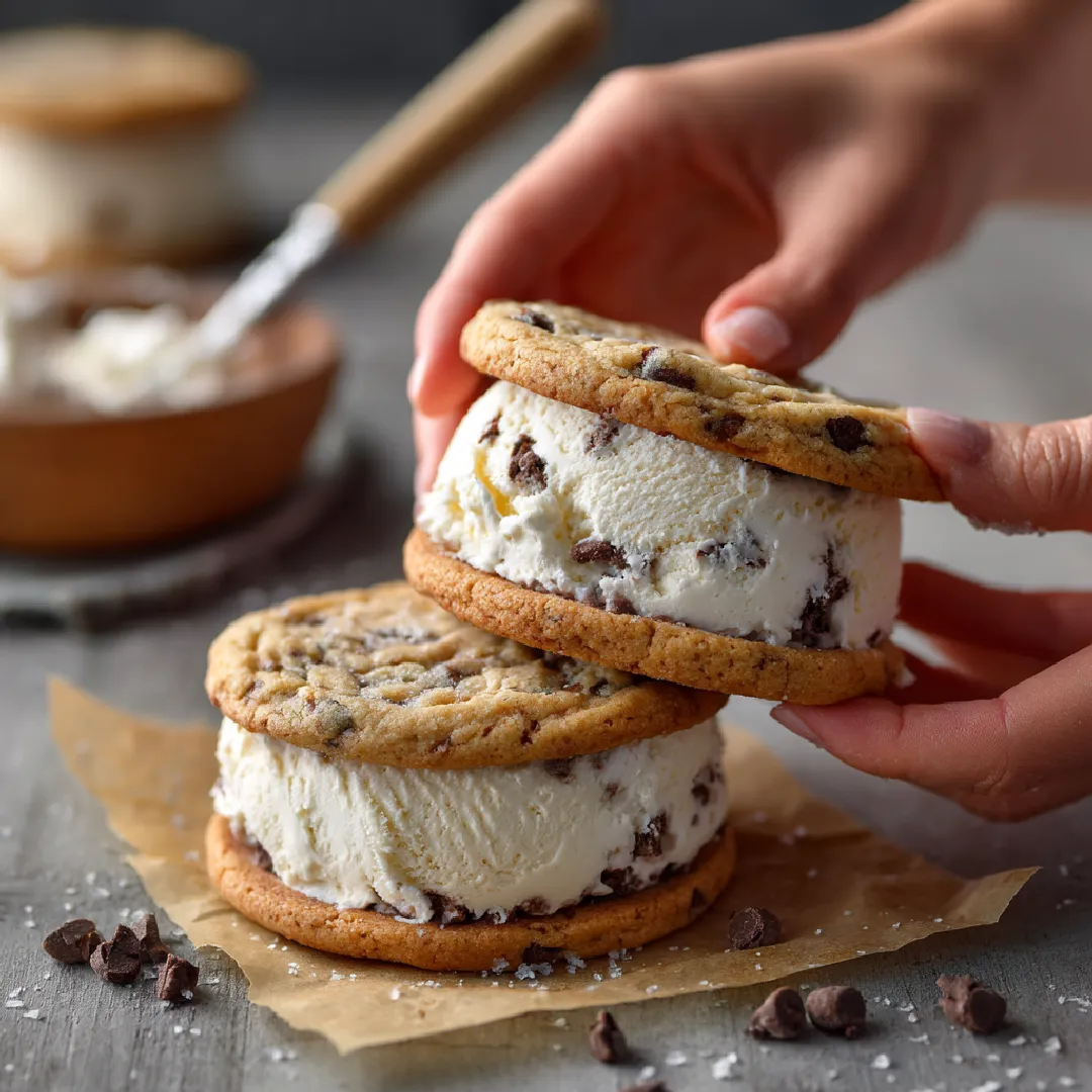 cookie-ice-cream-sandwich-step2 Assembling a cookie and ice cream sandwich