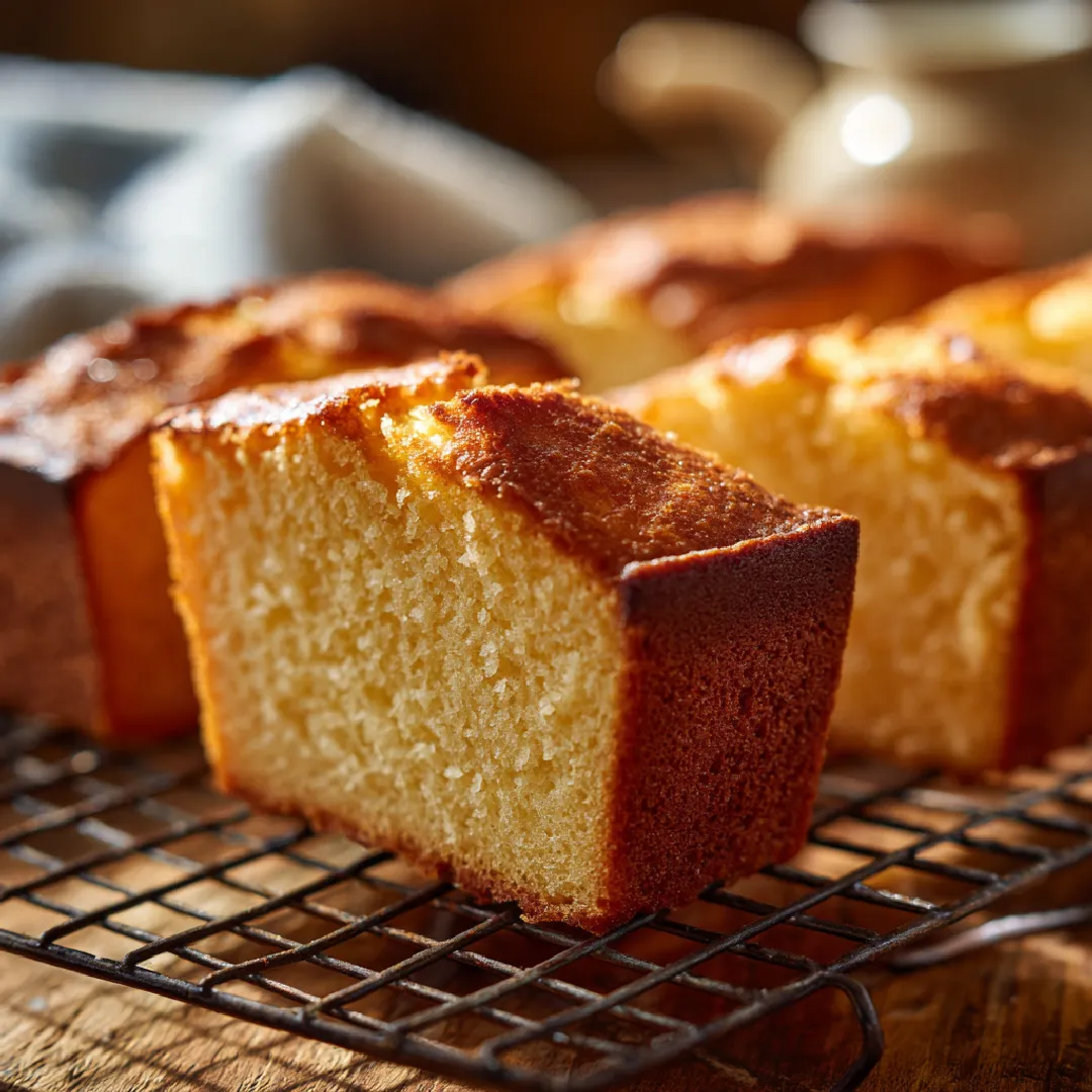 fresh-pound-cake-cooling Freshly baked golden pound cake cooling on a rack