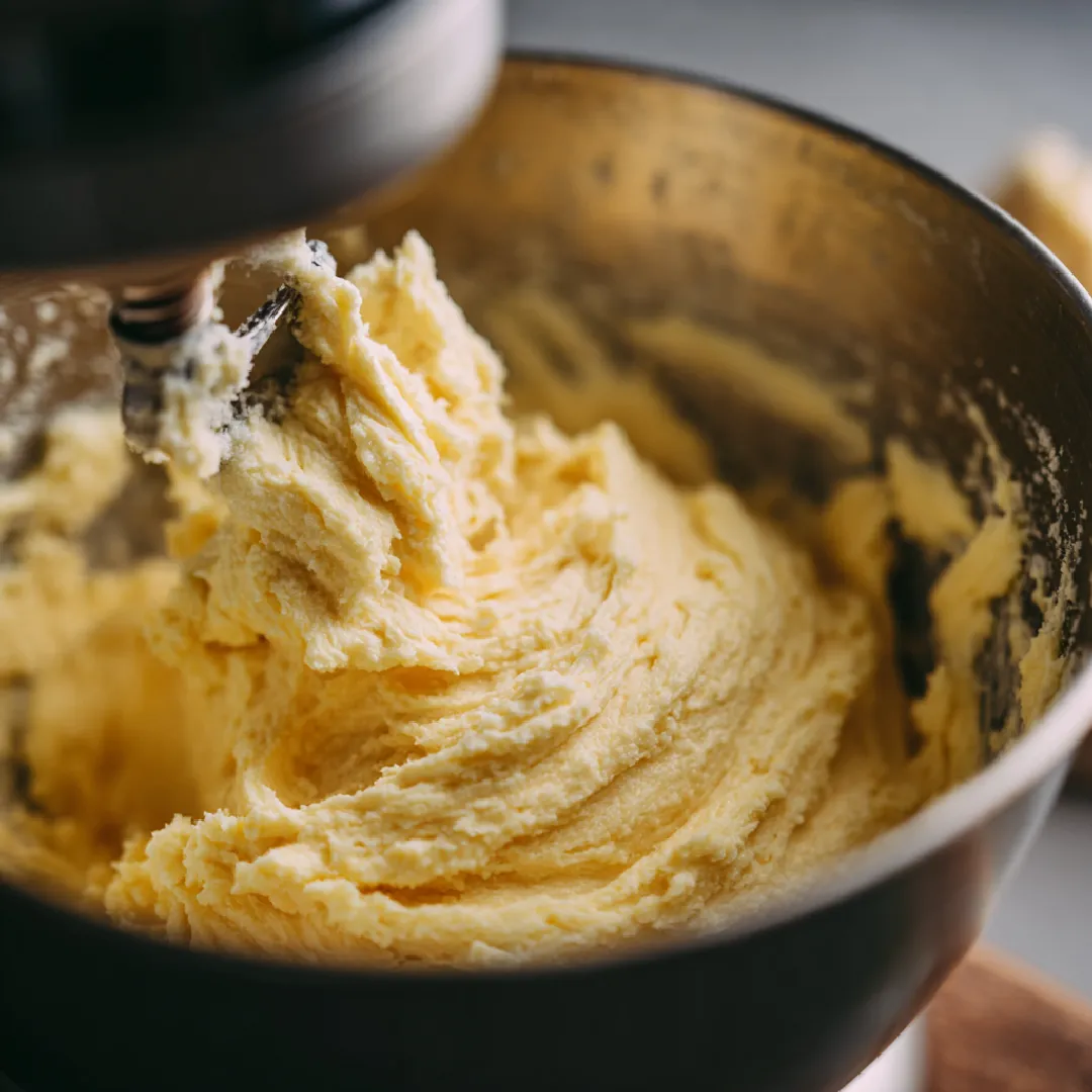 lemon-cookie-dough-mixing Creaming butter and sugar for lemon cookies