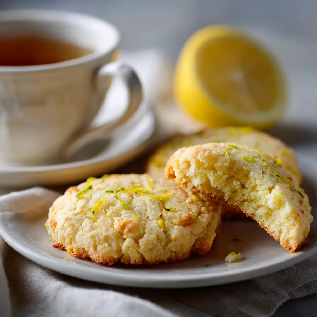 lemon-pound-cookies-served Lemon cookies with tea on serving plate