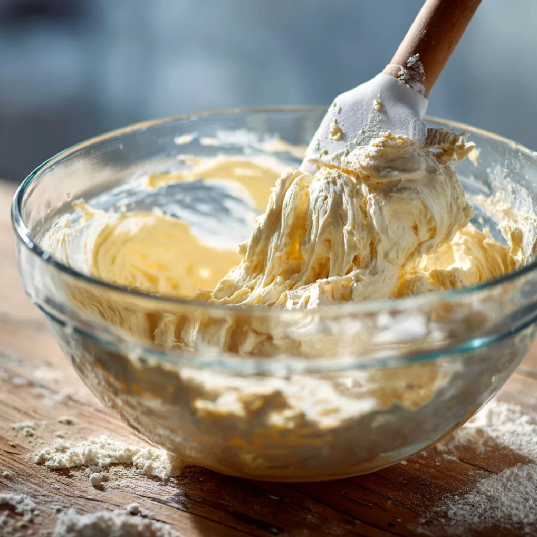 mixing-batter-ice-cream-bread Batter of ice cream bread recipe being mixed in a bowl