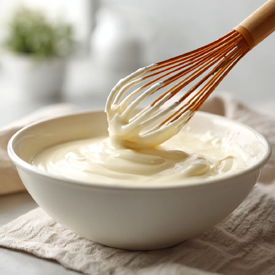 mochi-buttermilk-pancake-batter Mochi buttermilk pancake batter in a mixing bowl with a spatula