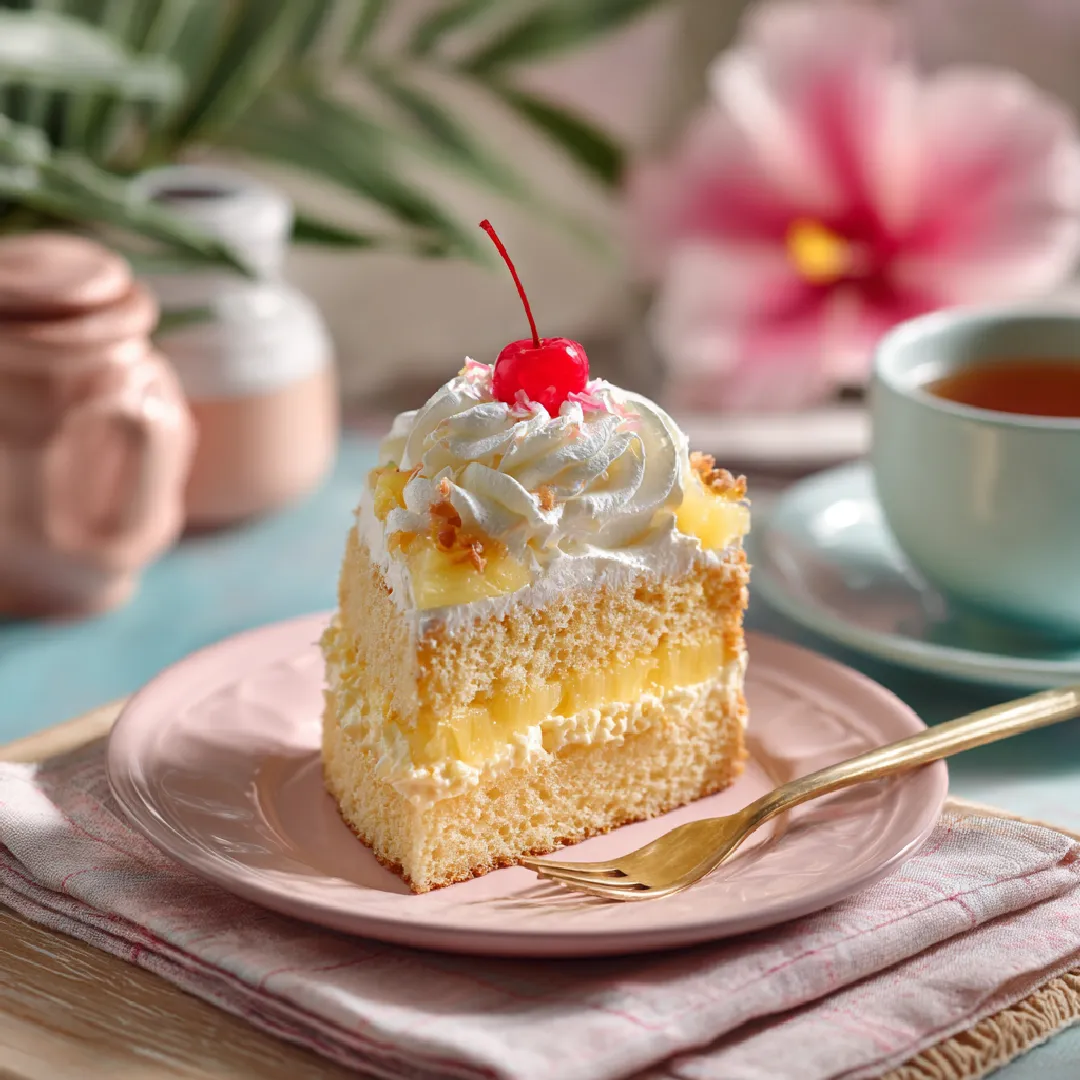 pineapple-heaven-cake-slice Slice of Juicy Pineapple Heaven Cake