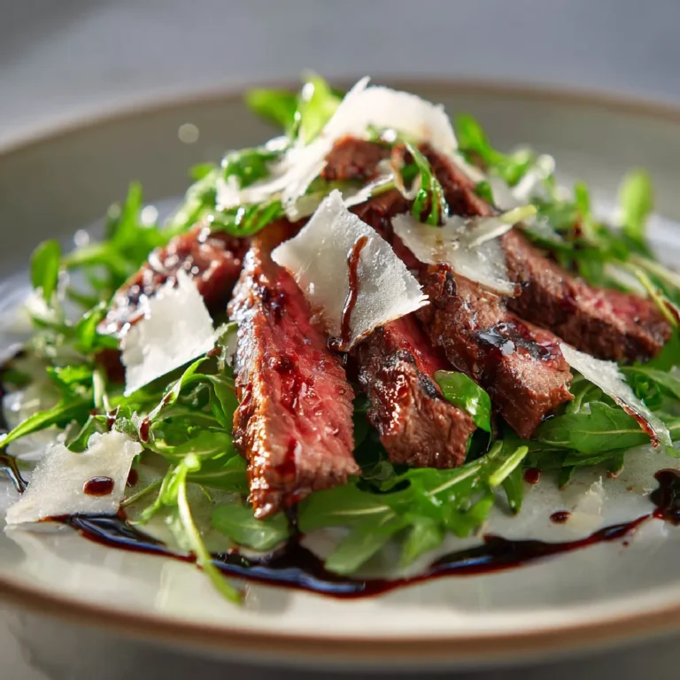 Bavette Steak Tagliata 3 Plated bavette steak tagliata with arugula and cheese