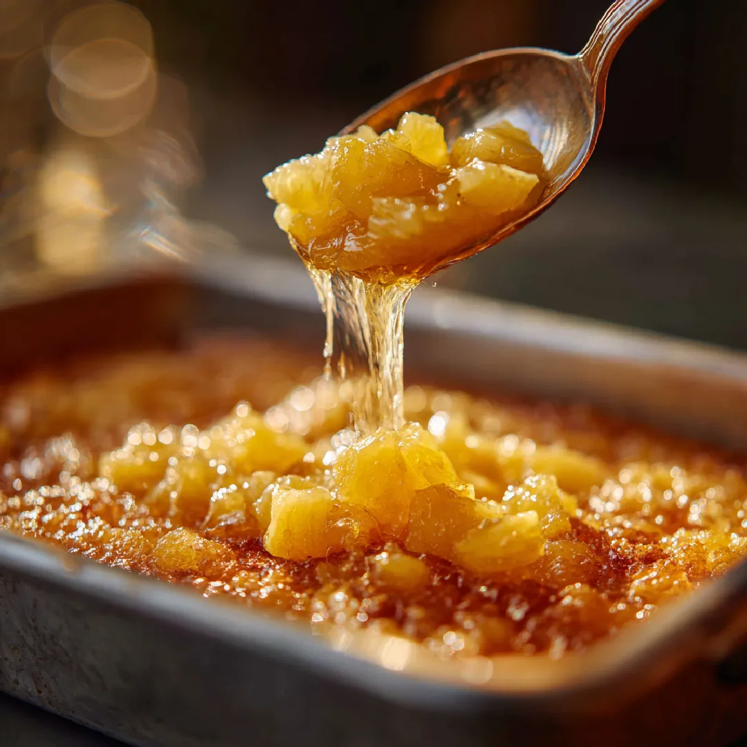 pouring-pineapple-mixture Pouring pineapple onto cake base