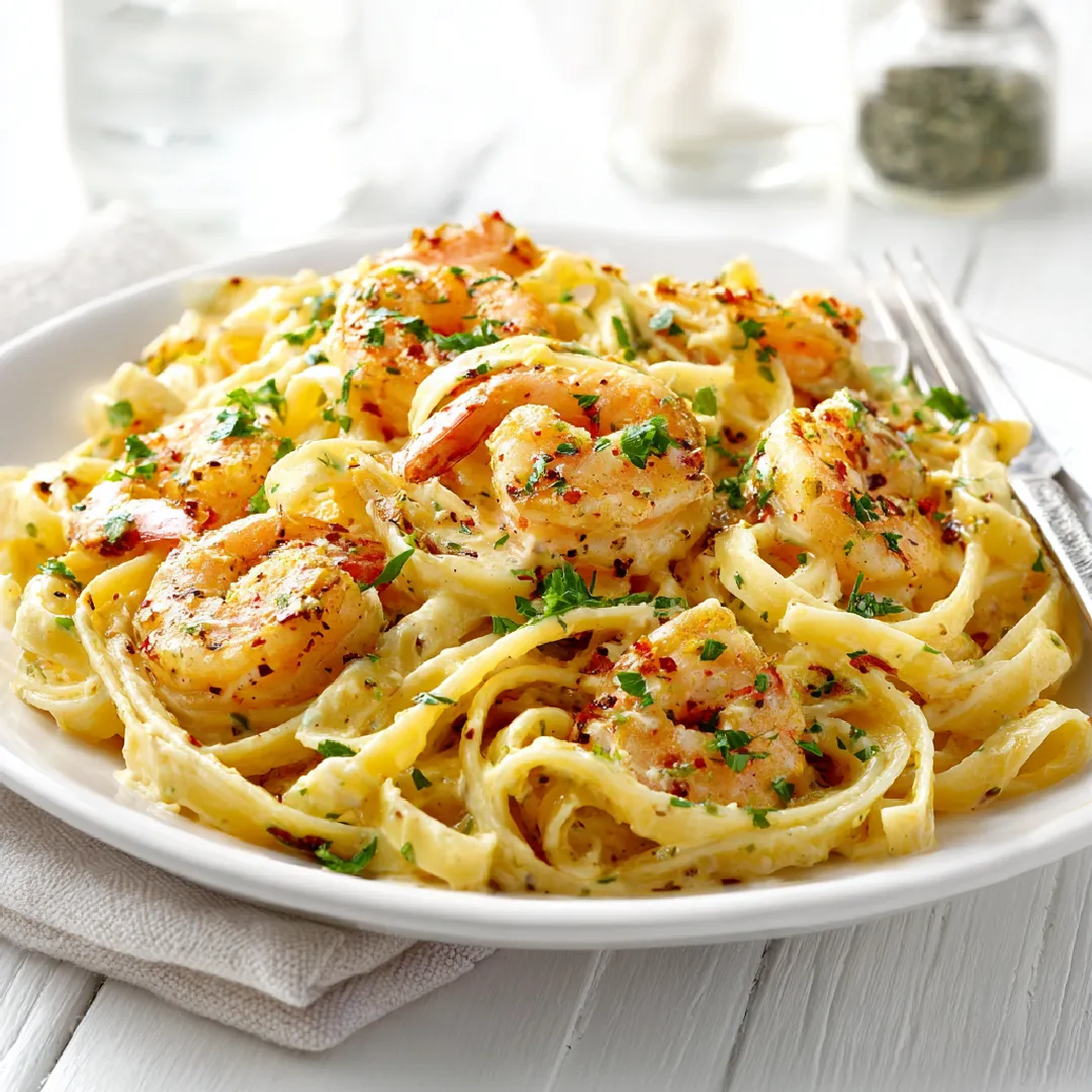 served-cajun-shrimp-alfredo Cajun Shrimp Fettuccine Alfredo served hot and fresh