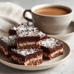 Finished no-bake coconut and chocolate protein bars