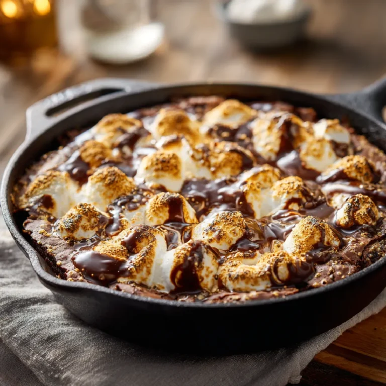 Smores Brownie Skillet 3 smores brownie skillet in cast iron pan