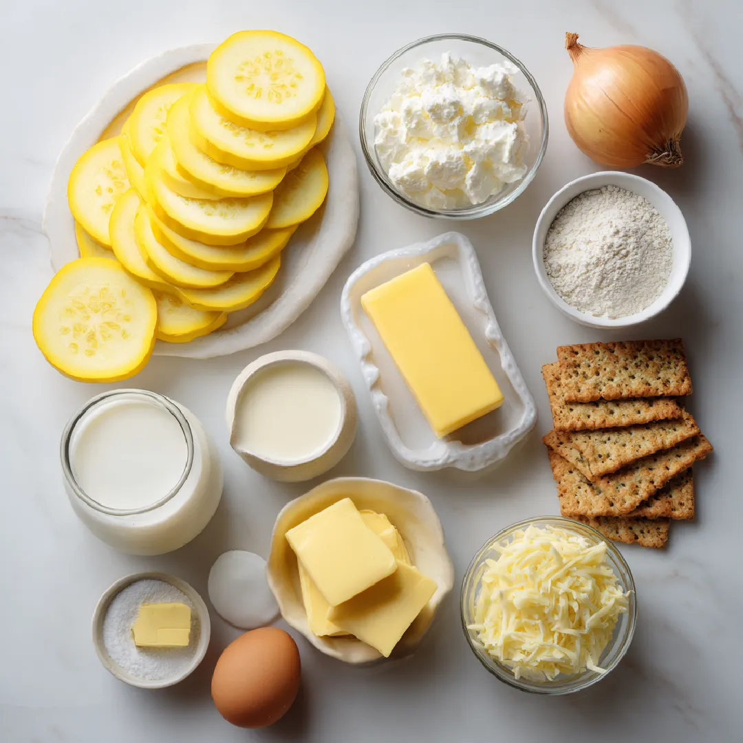 yellow-squash-casserole-ingredients. Ingredients for yellow squash casserole