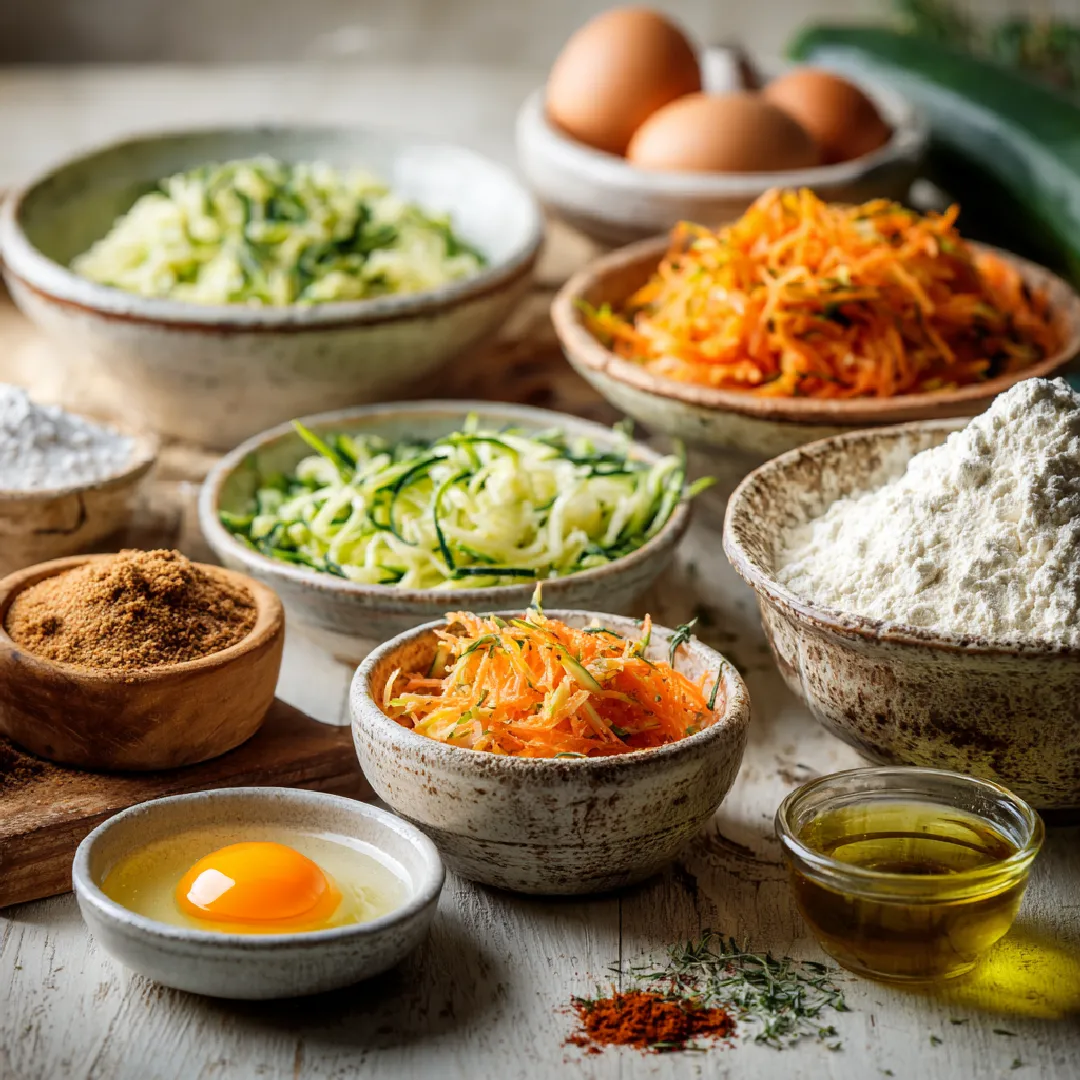zucchini-carrot-muffins-ingredients Ingredients for zucchini carrot muffins