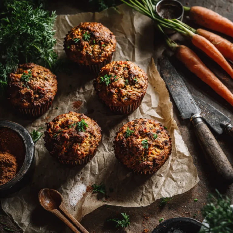 Zucchini Carrot Muffins 3 Zucchini carrot muffins on parchment paper