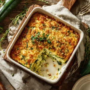 Baked zucchini casserole fresh from the oven