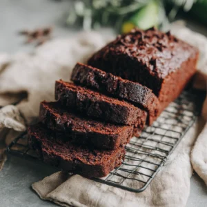 Moist and rich zucchini chocolate bread with melty chocolate chips