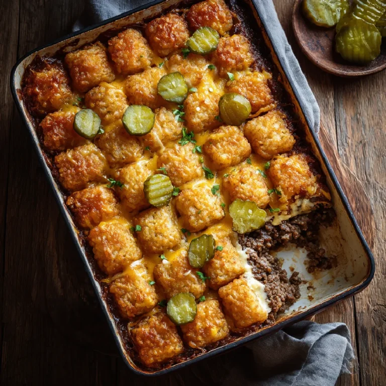 Big Mac Tater Tot Casserole 3 Big Mac Tater Tot Casserole layers close-up