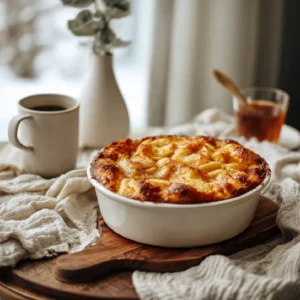 Top-down view of an easy 3-ingredient apple pie dump cake fresh from the oven