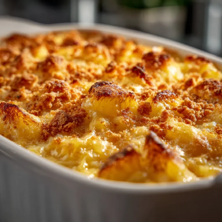 Pineapple Cheese Casserole 3 Finished pineapple cheese casserole in baking dish