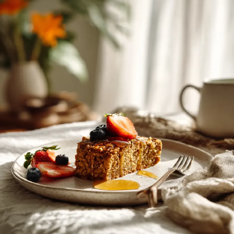 Gluten Free Pumpkin Oatmeal Bake 3 slice of pumpkin oatmeal bake served with maple syrup