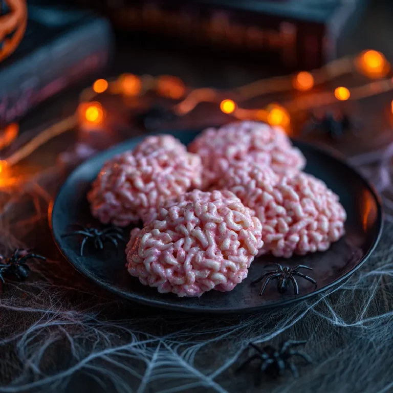 Marshmallow Rice Bubbles Halloween Brains 3 Served marshmallow Halloween brains with candy