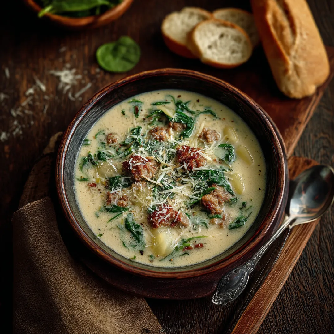 italian-sausage-and-potato-soup-featured Italian Sausage and Potato Soup in a rustic bowl