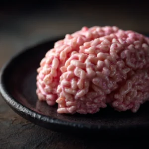 Close-up of Halloween brain dessert