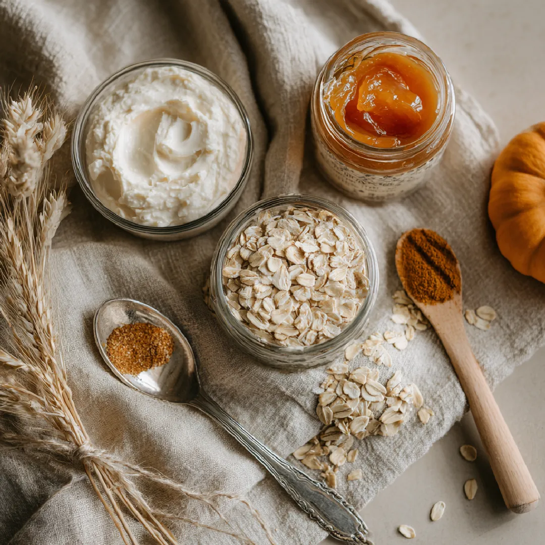 pumpkin-baked-oatmeal-ingredients Ingredients for pumpkin cream cheese baked oatmeal