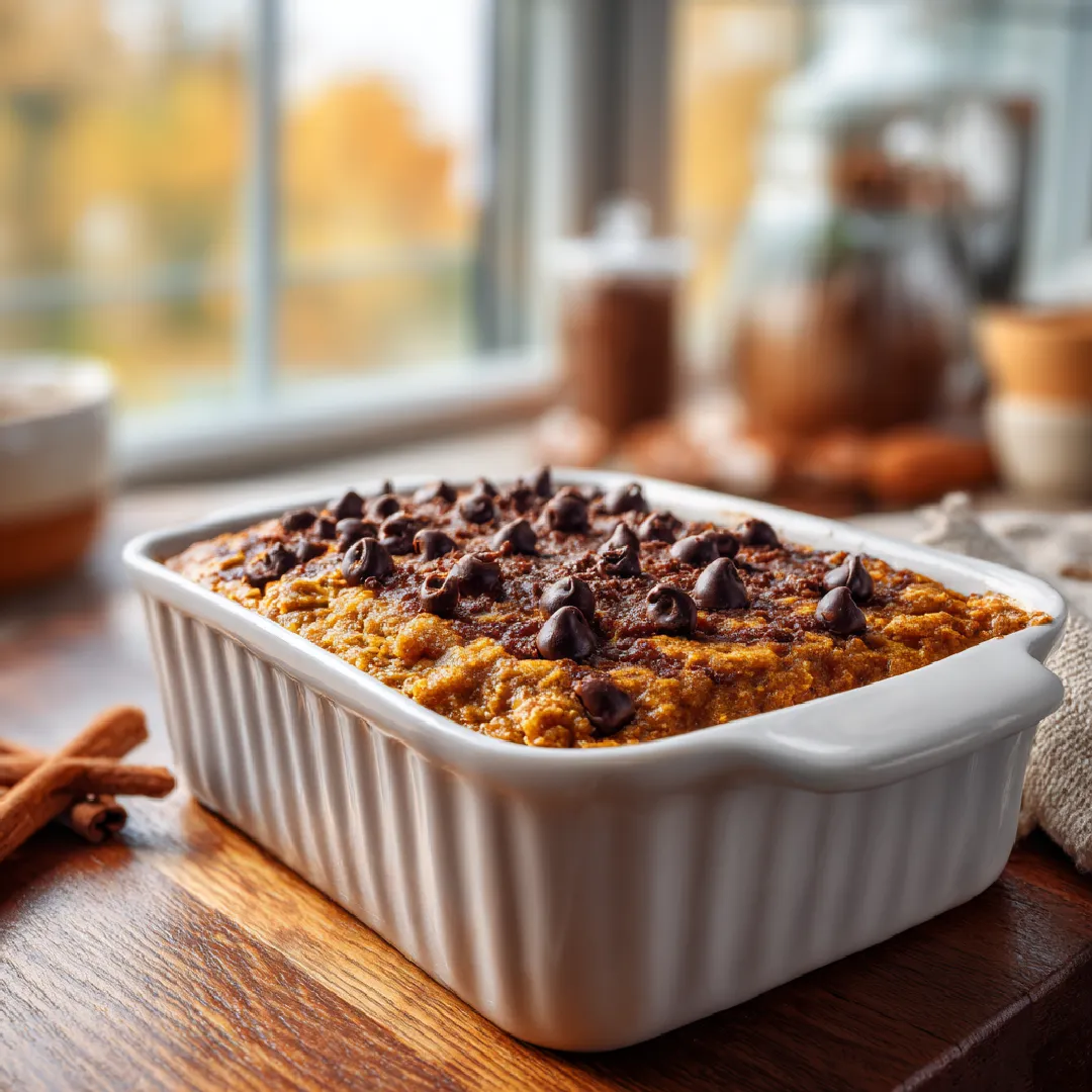 Pumpkin Chocolate Baked Oatmeal