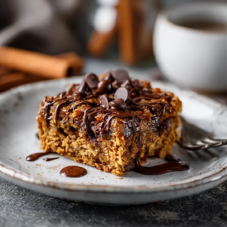 Pumpkin Chocolate Baked Oatmeal 3 pumpkin chocolate baked oatmeal served warm with melted chocolate
