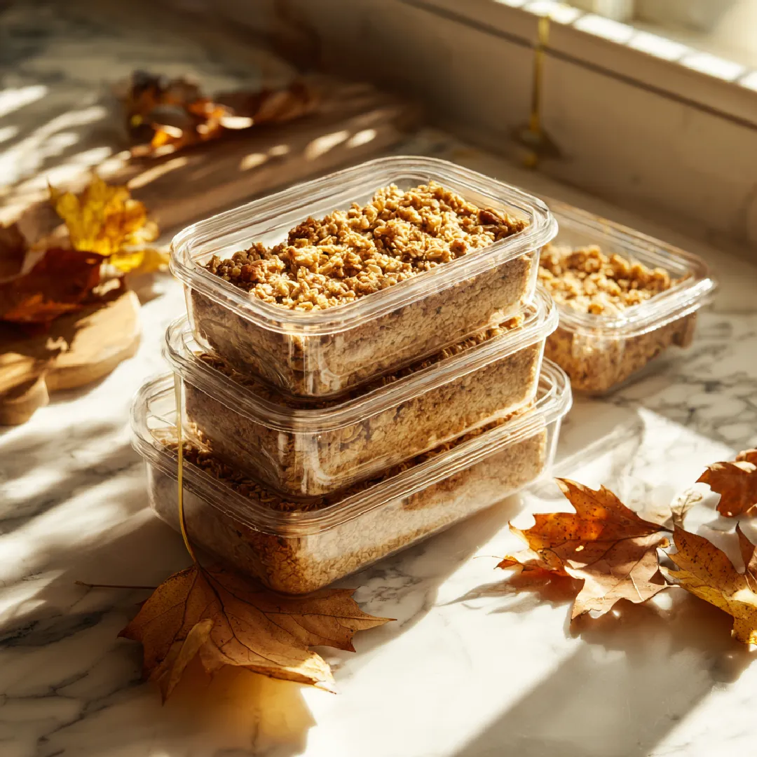 pumpkin-oatmeal-meal-prep Meal prepped pumpkin baked oatmeal slices