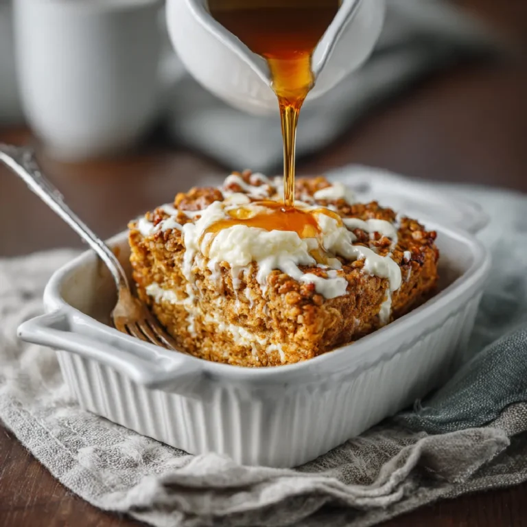 Pumpkin Cream Cheese Baked Oatmeal 3 Sliced pumpkin baked oatmeal ready to serve