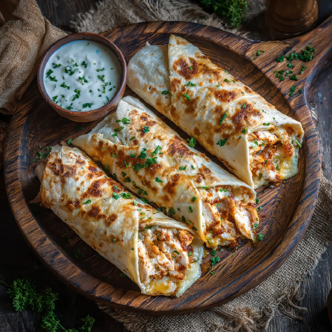 Cheesy Garlic Chicken Wraps