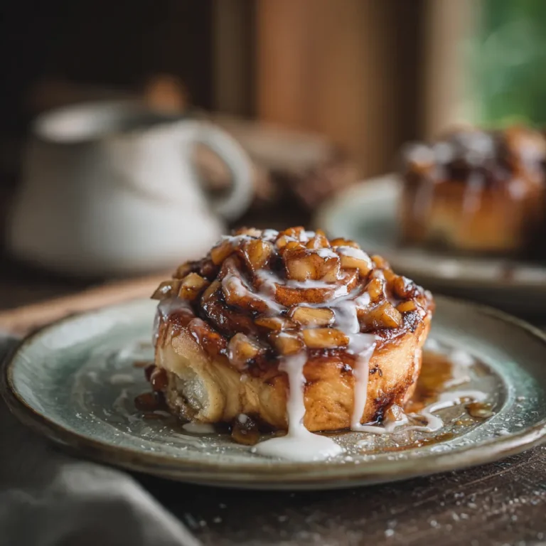 Apple Cinnamon Roll Recipe 3 Apple cinnamon roll served with glaze