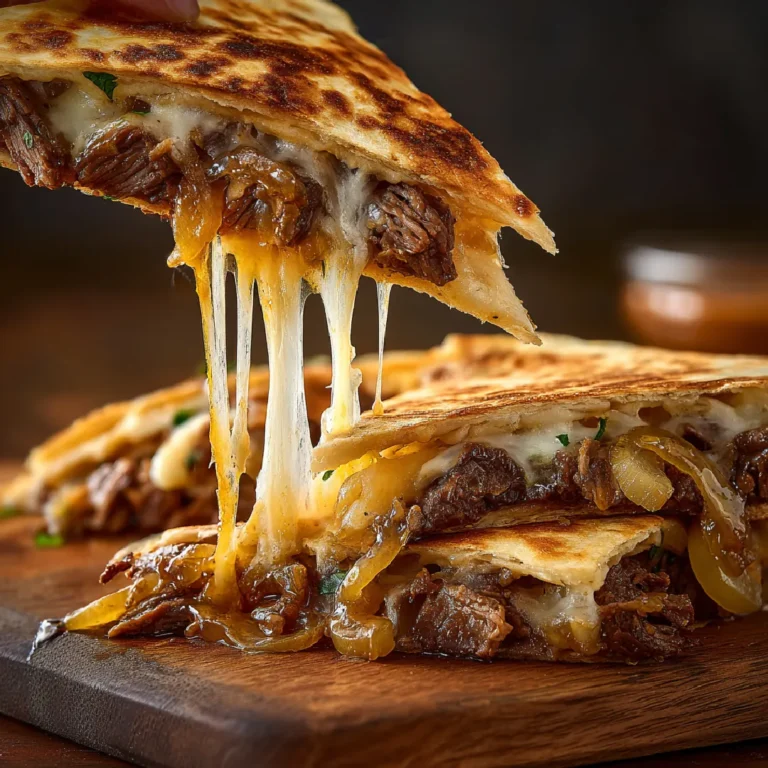 Smashburger Quesadillas 3 lose-up of cheesy smashburger quesadilla with beef, pickles, and onions.