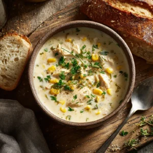 Crockpot Chicken Corn Chowder in a bowl