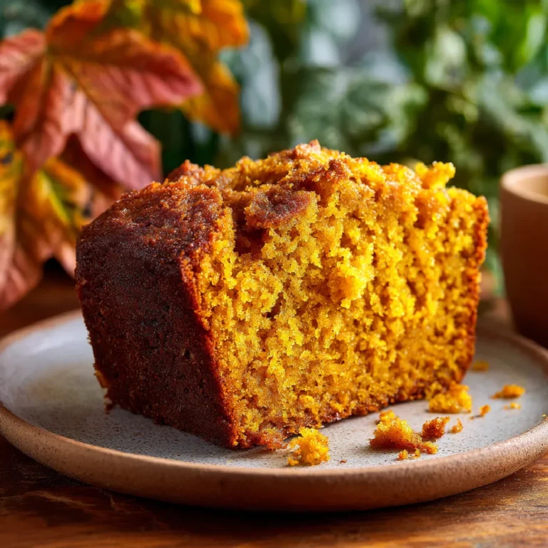 Pumpkin Bread 3 Close-up of a moist slice of pumpkin bread showing dense, soft texture and golden crust.