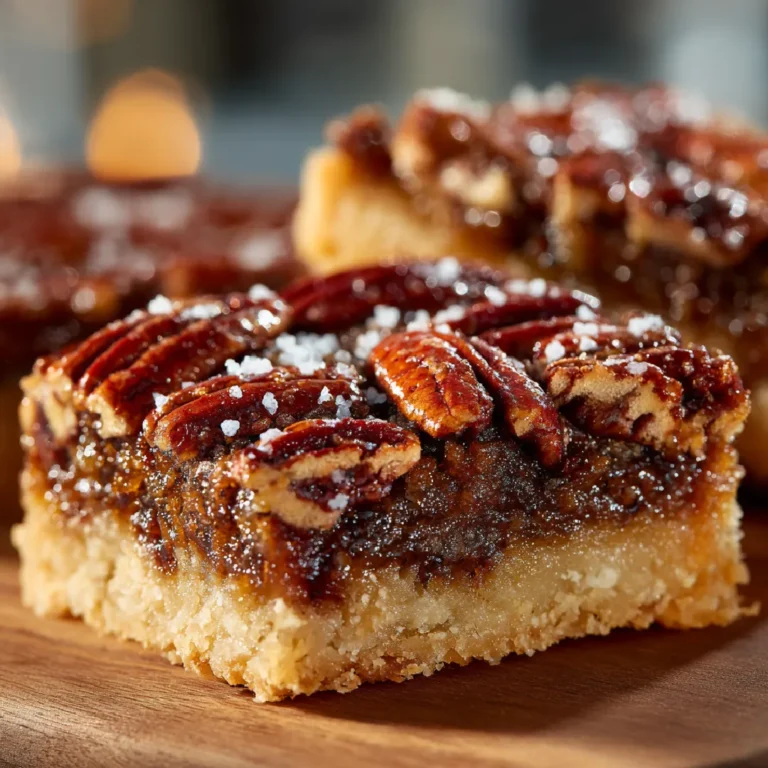 Salted Maple Pecan Pie Bars 3 Close-up of a salted maple pecan pie bar highlighting the pecans, maple filling, and buttery crust