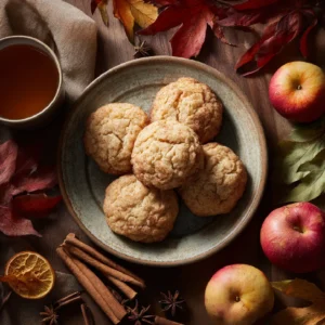 Apple Cider Cheesecake Cookies on a rustic dessert table