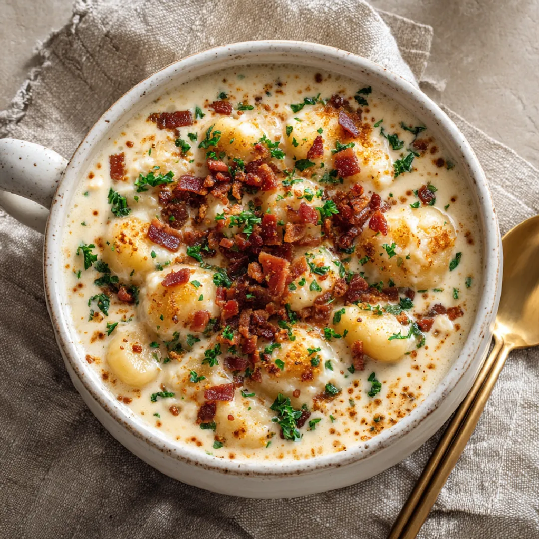 Bacon Cheddar Gnocchi Soup
