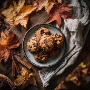 Chewy Brown Butter Pumpkin Chocolate Chip Cookies served on a plate