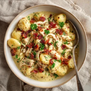 Creamy Crack Chicken Gnocchi 2 Creamy Crack Chicken Gnocchi in a white bowl